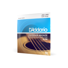D'Addario EJ16 Phosphor Bronze Light Acoustic Guitar Strings, 12-53