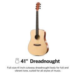 Donner DAG-1 Dreadnought Acoustic Guitar - Perfect for Beginners!