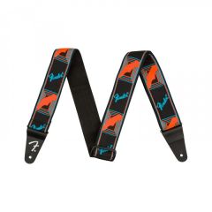 Fender Neon Monogrammed Strap, Blue and Orange, 2"
